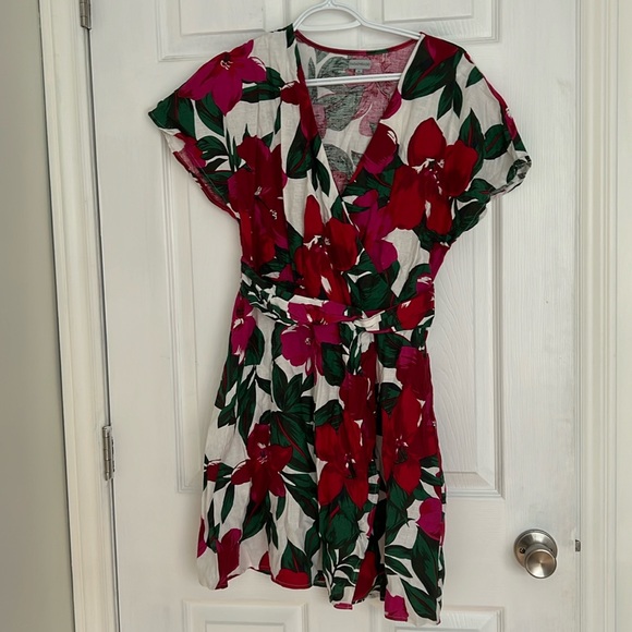 Floral linen mini dress - Picture 1 of 4